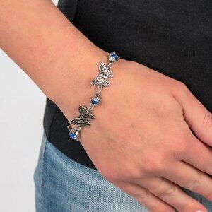 Paparazzi Jewelry Accessories - Has a WING to It - Blue Bracelet - Vintage